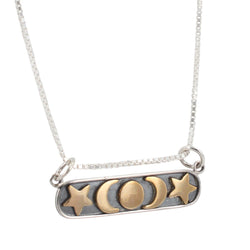 Celestial Bar Necklace with Sun, Moon, and Stars