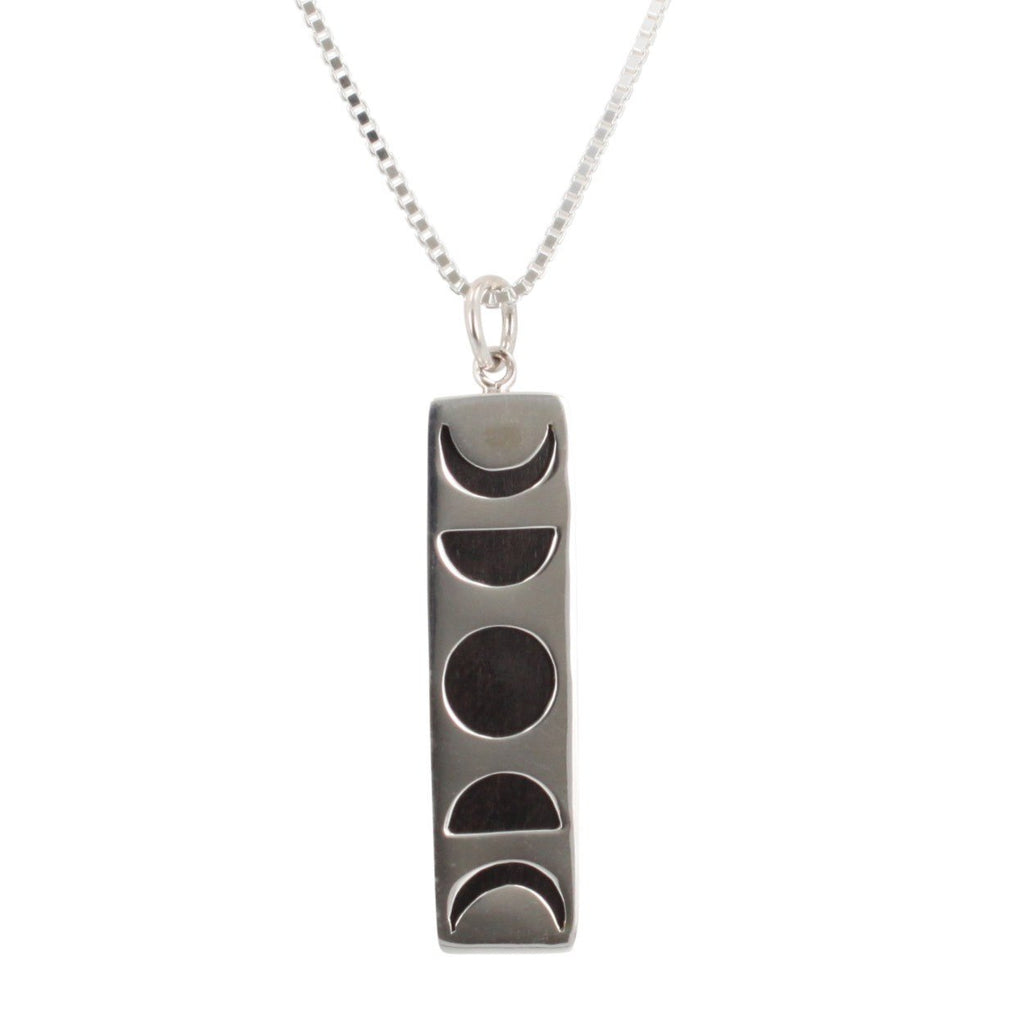 New Moon Phase Necklace with Wood