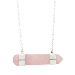Rose Quartz Necklace on a 32 Inch Chain