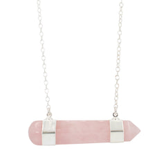 Rose Quartz Necklace on a 32 Inch Chain