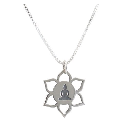 Lotus Flower Necklace with Buddha Figure