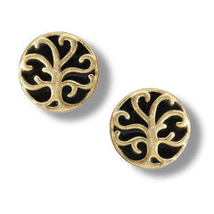14k Gold Plated Sterling Silver Tiny Round Tree of Life Earrings