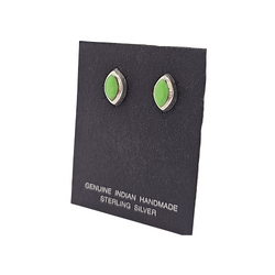 Limited Edition Navajo Indian Hand Crafted Medium Oval Stone and Sterling Silver Stud Earrings, Color Choice