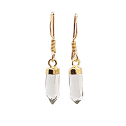 Gold Gemstone Point Dangle Earrings