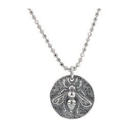 Bee Coin Necklace in Sterling Silver, 18