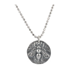 Bee Coin Necklace in Sterling Silver, 18