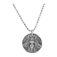 Bee Coin Necklace in Sterling Silver