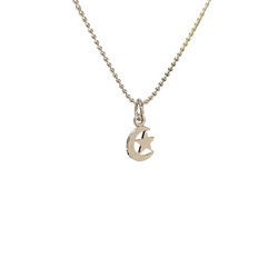 Tiny Crescent Moon and Stars Necklace in Sterling Silver 16
