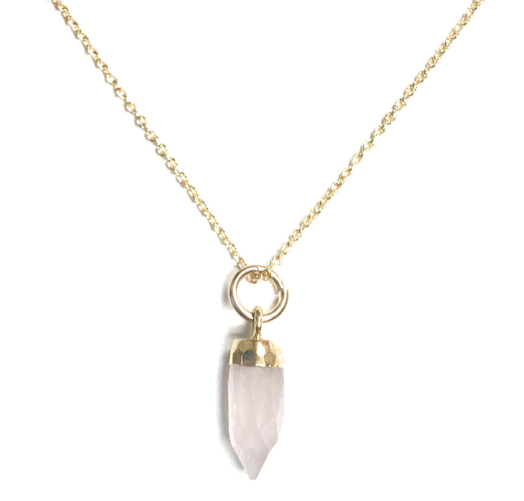 Small Gold Gem Point Necklace, Stone Choice