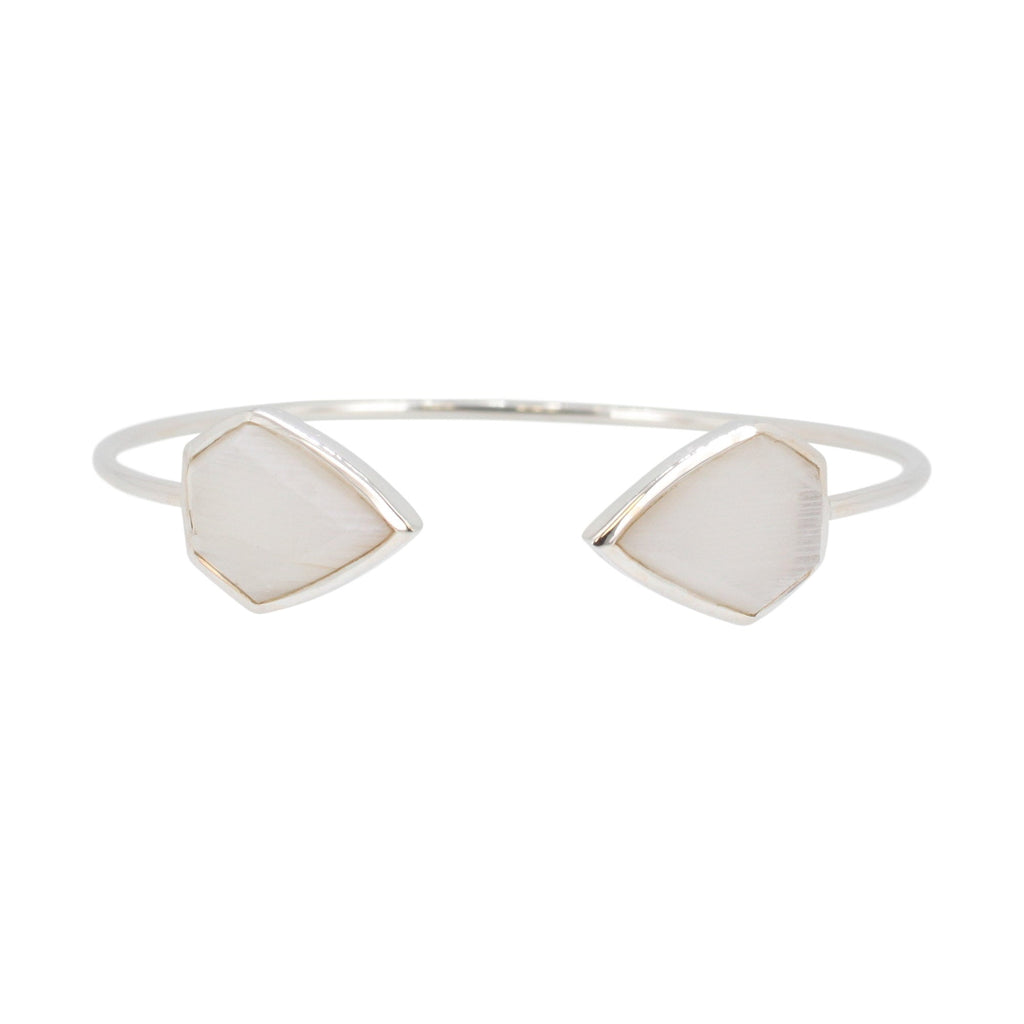 Geometric Gemstone Cuff Bracelet in Silver