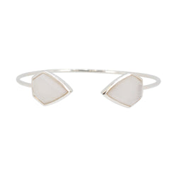 Geometric Gemstone Cuff Bracelet in Silver