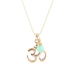 Bronze Om Necklace with Chrysoprase Briolette