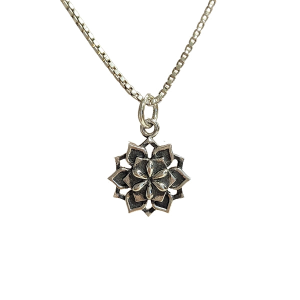 Lotus Mandala Necklace in Sterling Silver