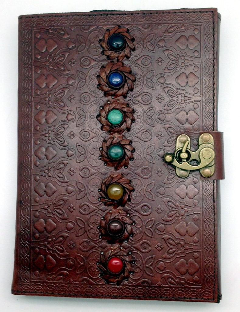 Chakra Stones Leather Embossed Journal Small