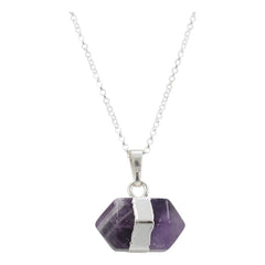 Amethyst Double Point Necklace on 20 Inch Chain