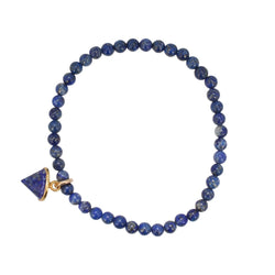 Lapis Bead Stretch Energy Bracelet with Lapis Charm - 4mm, 6 1/2
