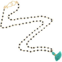 Black Onyx Tassel Necklace, (Choice of Tassel Color)