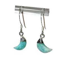 Small Crescent Moon Gemstone Earrings in Sterling Silver, Stone Choice