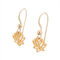 Open Design Small Lotus Dangle Earrings in Gold