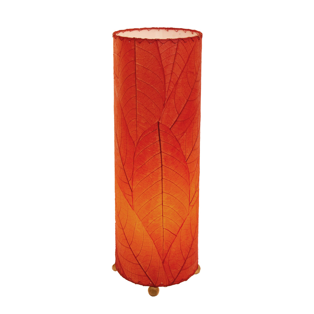 Inch Cocoa Leaf Cylinder Table Lamp Red