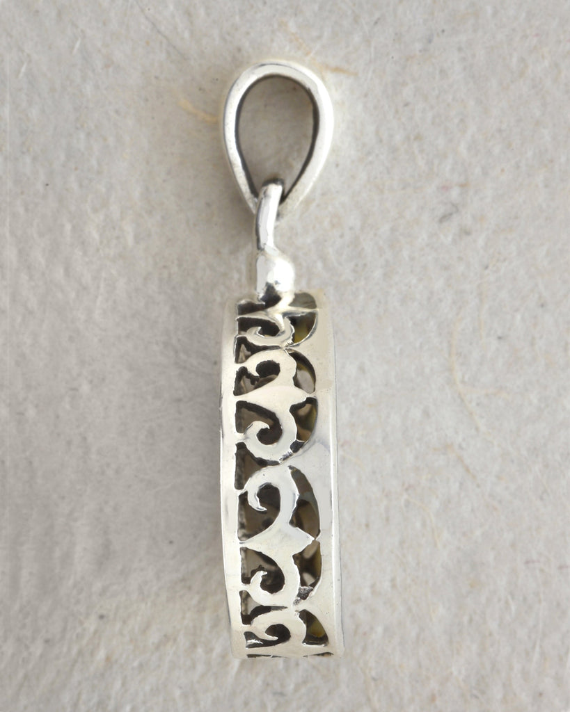 Thick Etched Oval Pendant