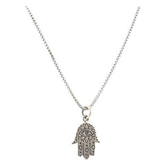 Hamsa Hand and Evil Eye Necklace in Sterling Silver