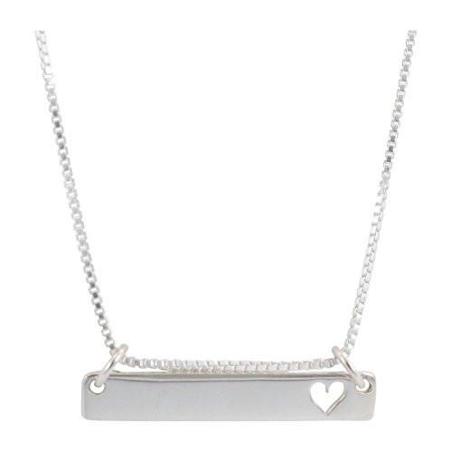 Bar Necklace With Heart Cutout in Sterling Silver, 18