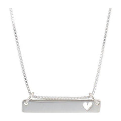Bar Necklace With Heart Cutout in Sterling Silver, 18
