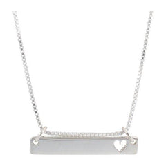 Bar Necklace With Heart Cutout in Sterling Silver