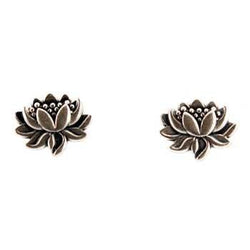 Lotus Flower Stud Earrings in Sterling Silver, #7582-ss