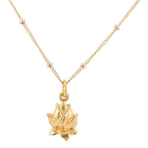 Detailed Closed Lotus Flower Necklace in Gold