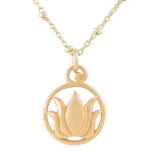 Round Cut Out Lotus Necklace in Gold