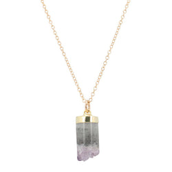 Amethyst Cylinder Necklace on a 20 Inch Chain