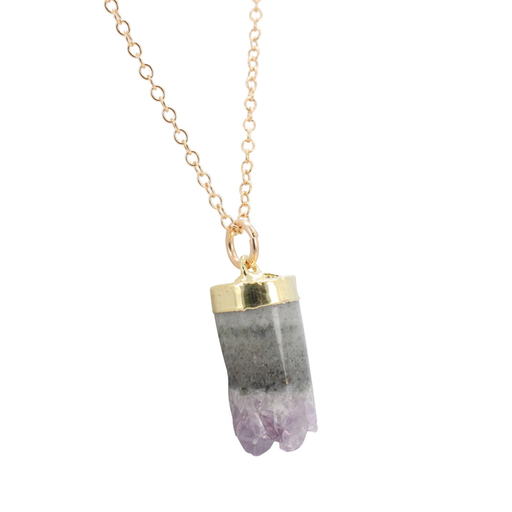 Amethyst Cylinder Necklace on a 20 Inch Chain