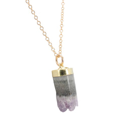 Amethyst Cylinder Necklace on a 20 Inch Chain