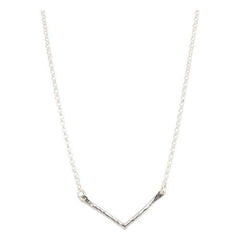 Hammered Chevron Bar Necklace in Sterling Silver