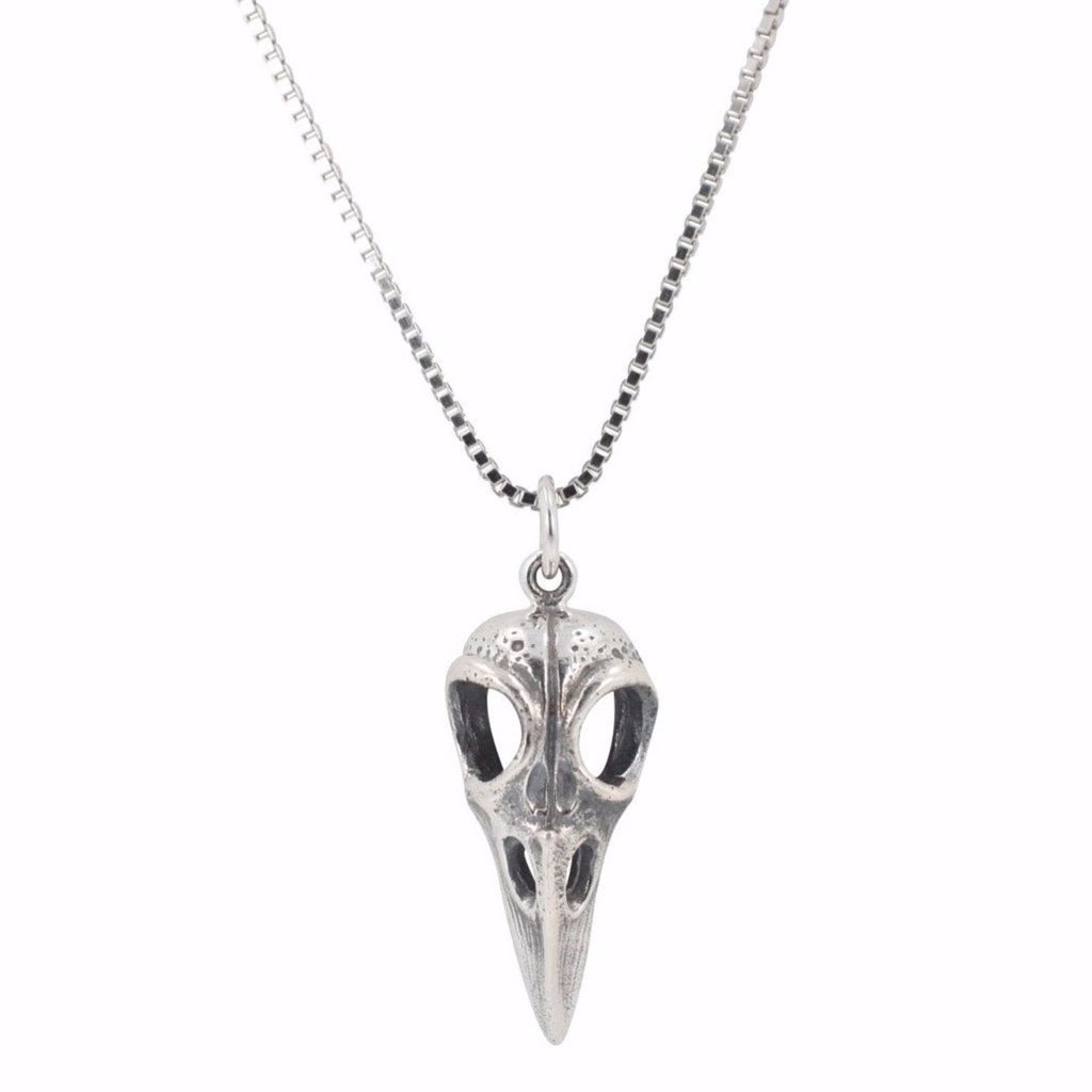 Bird Skull Necklace in Sterling Silver, 24