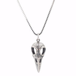 Bird Skull Necklace in Sterling Silver, 24