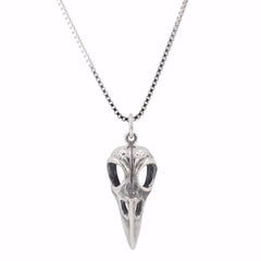 Bird Skull Necklace in Sterling Silver on 24