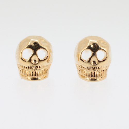 Kitsch Brand, RIP Really Important Person, Skull Post Earrings in 14k Gold Plated Brass