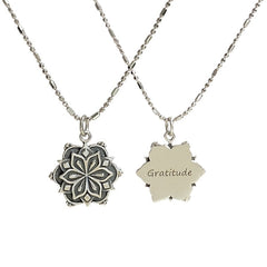 Gratitude Mandala Affirmation Double Sided Necklace in Sterling Silver