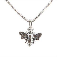 Tiny Honey Bee Necklace in Sterling Silver