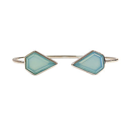 Geometric Gemstone Cuff Bracelet in Silver