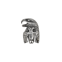 Mens Tribal Eagle Totem Necklace in Sterling Silver on a 1.8mm Box Chain