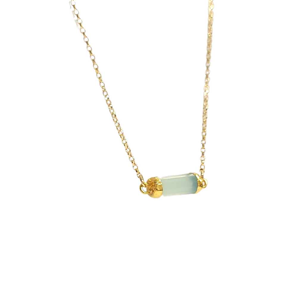 Petite Gemstone Bar Necklace in Gold or Silver,