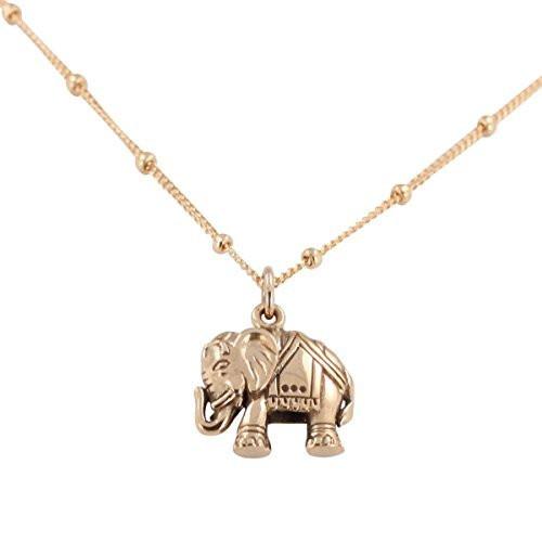 Elephant Charm in Natural Bronze on Gold Fill Chain