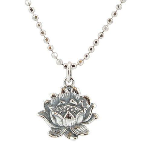 Detailed Lotus Flower Necklace in Sterling Silver