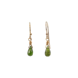 Petite Green Chrome Diopside Dangle Earrings