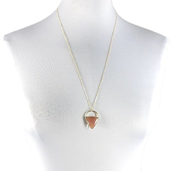 Limited Edition Peach Moonstone Gemstone Focal Pendant Necklace in Gold Filled On Adjustable 24
