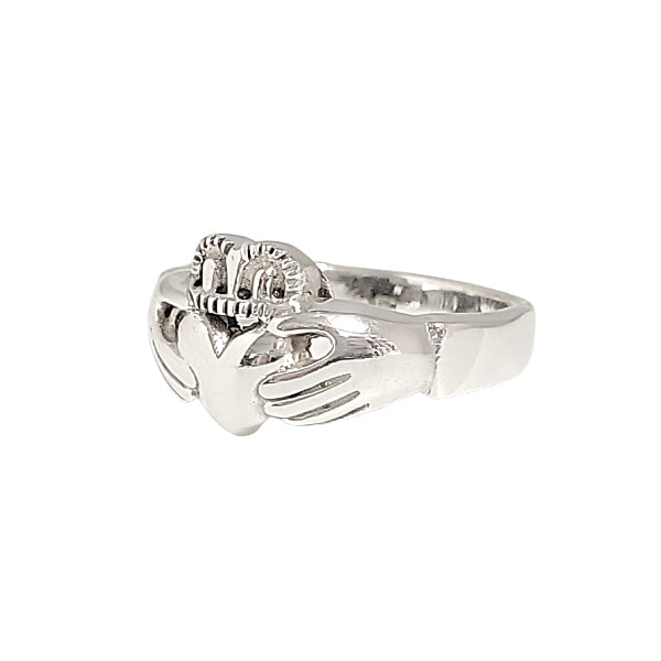 Large Heavy Irish Friendship & Love Band Celtic Claddagh Ring in Sterling Silver, Sizes 5, 8, and 9